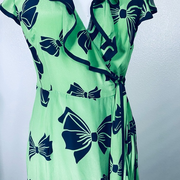 Nanette Lepore Lime and Navy Floral Midi Dress 100%Silk - Picture 10 of 16